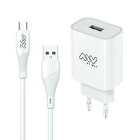 Oplader + Kabel USB A naar USB-C Myway Wit 12 W - thumbnail
