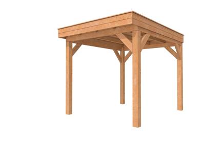 Woodvision Premium L overkapping 360x310 cm Douglas Blank- Plat dak- Onbehandeld lariks Douglas hout- Woodvision
