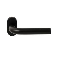 Hardbrass Deurkruk Oslo op ovaal rozet - zwart - thumbnail