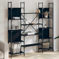 Boekenkast 155,5x24x166,5 cm bewerkt hout zwart - thumbnail