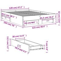 Bedframe met lades bewerkt hout betongrijs 120x190 cm - thumbnail