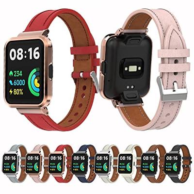 Leren band met case - Donkerblauw - Xiaomi Redmi Watch 2 (Lite)