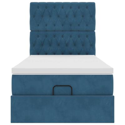 Ottoman bed met matrassen en LED's 80x200cm fluweel donkerblauw