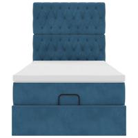 Ottoman bed met matrassen en LED's 80x200cm fluweel donkerblauw - thumbnail