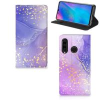Bookcase voor Huawei P30 Lite New Edition Watercolor Paars - thumbnail