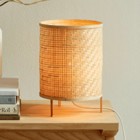 Tafellamp rotan bamboe &apos;Trinidad&apos; bureaulamp 25 cm - thumbnail