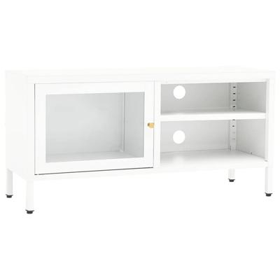 Tv-meubel 90x30x44 cm staal en glas wit