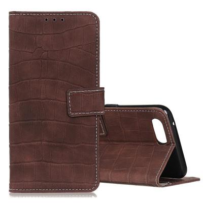Voor Alcatel 1V (2019) krokodil textuur horizontale Flip lederen draagtas met houder & kaartsleuven & portemonnee (bruin)