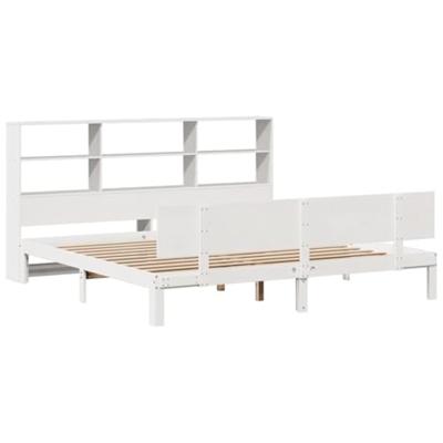 Bed met boekenkast zonder matras grenenhout wit 180x200 cm
