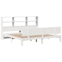 Bed met boekenkast zonder matras grenenhout wit 180x200 cm - thumbnail