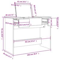 Kaptafel met spiegel 100x45x76 cm betongrijs - thumbnail