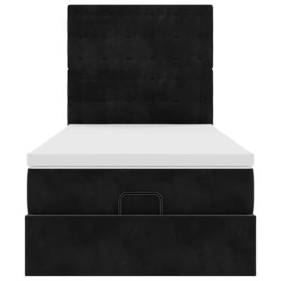 Ottoman bed met matrassen 100x200cm fluweel zwart