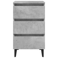Nachtkastje met metalen poten 40x35x69 cm betongrijs - thumbnail