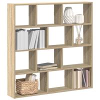 Wandschap kubus 12 vakken bewerkt hout sonoma eikenkleurig - thumbnail