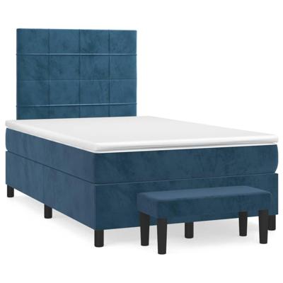 Boxspring met matras fluweel donkerblauw 120x190 cm