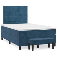 Boxspring met matras fluweel donkerblauw 120x190 cm - thumbnail