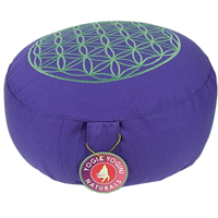 Yogi & Yogini Meditatiekussen Rond Katoen Paars - Levensbloem - 33 x 17 cm - thumbnail