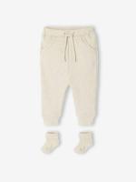Effen set met broek en sokken gemêleerd beige - thumbnail