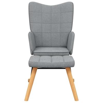 Schommelstoel met voetenbank stof lichtgrijs