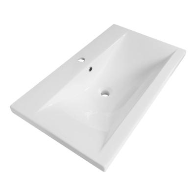 Brauer Halo Wastafel - 80 cm - met 1 Spoelbak en 1 Kraangat - Keramiek Hoogglans Wit