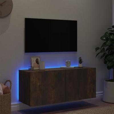 Tv-wandmeubel met LED-verlichting 100x35x41 cm gerookt eiken Tv-wandmeubel met LED-verlichting 100x35x41 cm gerookt eiken