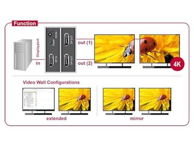 Delock 87691 DisplayPort 1.2-splitter 1 x DisplayPort in > 2 x DisplayPort uit 4K