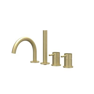 Badrandcombinatie IVY Concord 4-gats Mengkraan Met Uittrekbare Handdouche Draaibare Uitloop RVS316 Geborsteld Mat Goud PVD IVY Badrandcombinatie IVY Concord 4-gats Mengkraan Met Uittrekbare Handdouche Draaibare Uitloop RVS316 Geborsteld Mat Goud PVD IVY