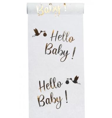 Elegante Tafelloper Hello Baby Metallic Goud (5m)