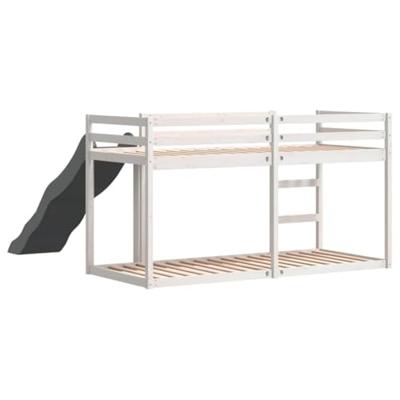 Stapelbed met glijbaan en ladder grenenhout wit 90x200 cm