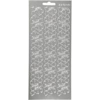 Creativ Company Stickers, bladeren, vel 10x23 cm, zilver, 1 vel - thumbnail