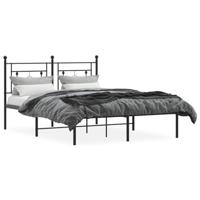 Bedframe met hoofdbord metaal zwart 135x190 cm - thumbnail