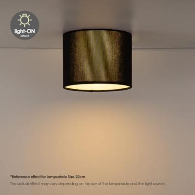 Corduroy Plafondlamp - Cilinder - Black - Scandinavische stijl - ø22 x 17 cm - E27 Fitting - Geschikt voor Woonkamers en slaapkamers