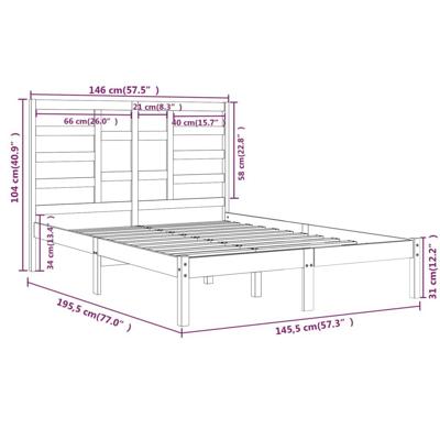 Bedframe massief hout 140x190 cm - thumbnail