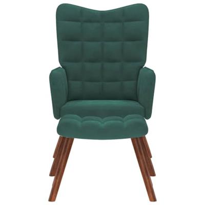 Relaxstoel met voetenbank fluweel donkergroen