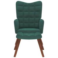 Relaxstoel met voetenbank fluweel donkergroen - thumbnail