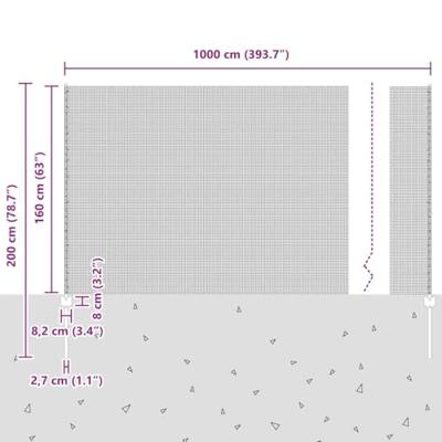 VidaXL Hek met paal zilver 1,6 x 10 m staal