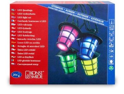LED feestverlichting met gekleurde lampionnen