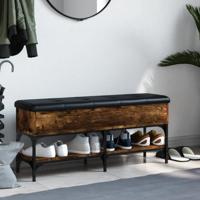 Schoenenbank 102x32x45 cm bewerkt hout gerookt eikenkleurig - thumbnail