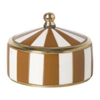 Opbergdoosje circus middel - bruin/wit - ø7x4 cm - thumbnail