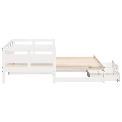 Slaapbank met onderschuifbed/lades zonder matras 90x200 cm wit