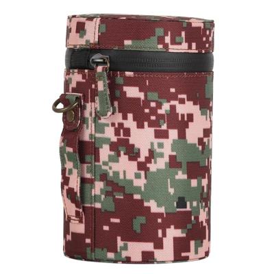 Camouflage kleur grote lens geval met rits doek Pouch vak voor DSLR camera lens grootte: 16x10x10cm (bruin)