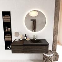 MONDIAZ BUKLA 120cm badmeubel met module 40 kleur Dark Brown met 2 lades. Wastafel CLOUD rechts 1 kraangat kleur Urban. - thumbnail