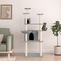 Kattenmeubel met sisal krabpalen 166 cm lichtgrijs - thumbnail