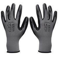 vidaXL Werkhandschoenen nitrilrubber 24 paar grijs en zwart maat 10/XL - thumbnail