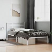 Bedframe met hoofdbord metaal wit 107x203 cm - thumbnail