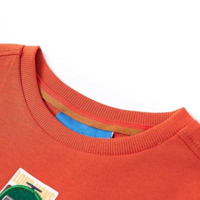 Kindershirt met lange mouwen racewagenprint 128 oranje