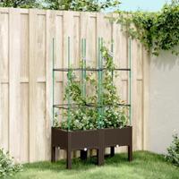 VidaXL Plantenbak met latwerk 80x40x142,5 cm polypropeen bruin - thumbnail