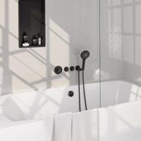 BRAUER Stripe Thermostatische Badkraan - SET 02 - inbouw - badvulcombinatie - 3-standen handdouche - doucheslang - wandaansluitbocht - mat zwart 5-S-360 - thumbnail