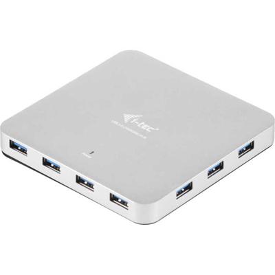 i-tec USB 3.0 10-Port HUB Metaal, Oplaadhub met 10 USB-Poorten en Stroomadapter