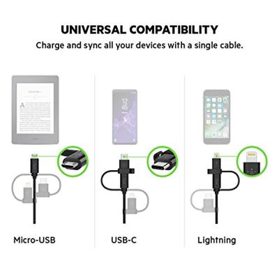 Belkin Micro-USB-kabel (met Lightning-Connector-adapter, 0,9 m, geschikt voor Samsung Galaxy, iPad, iPhone 8/8 Plus, iPhone X, iPhone 6/6s/6 Plus/6s Plus, iPhone 7/7Plus, iPhone SE) zwart